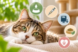 Entspannte Katze im Pflege-Infografikstil.png